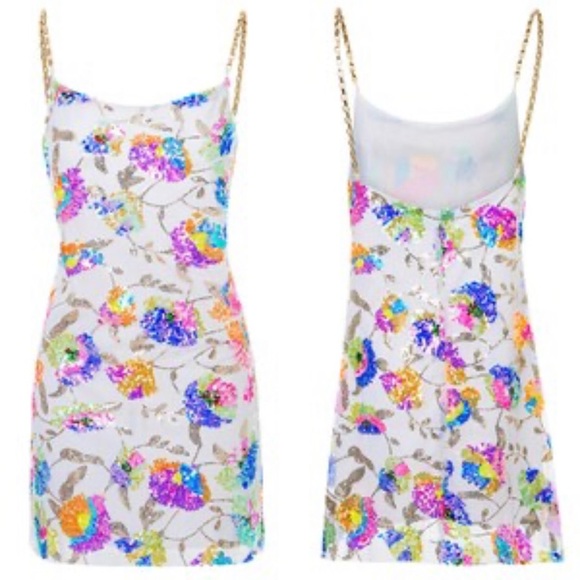 Sequin Floral Mini Dress - Picture 2 of 5